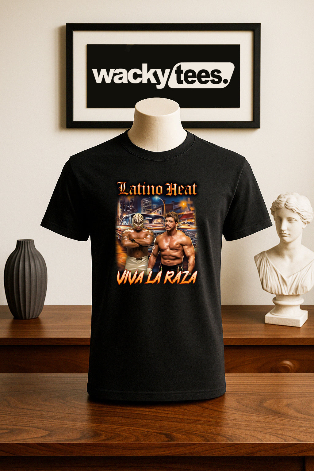 Latino Heat Viva La Raza Lowrider Eddie Guerrero Graphic Tee Shirt