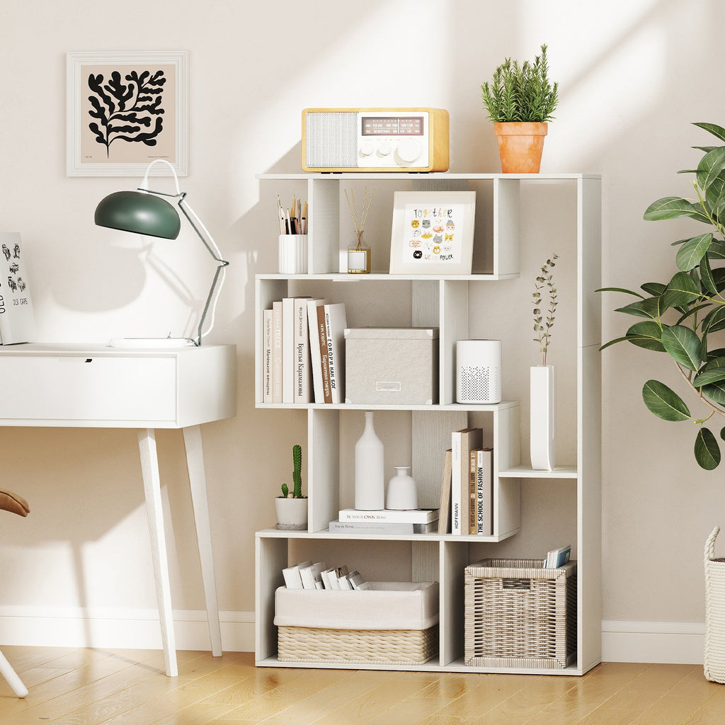 47 Inch 6-Cube Open-back Geometric Bookshelf for Bedroom Living Room-White