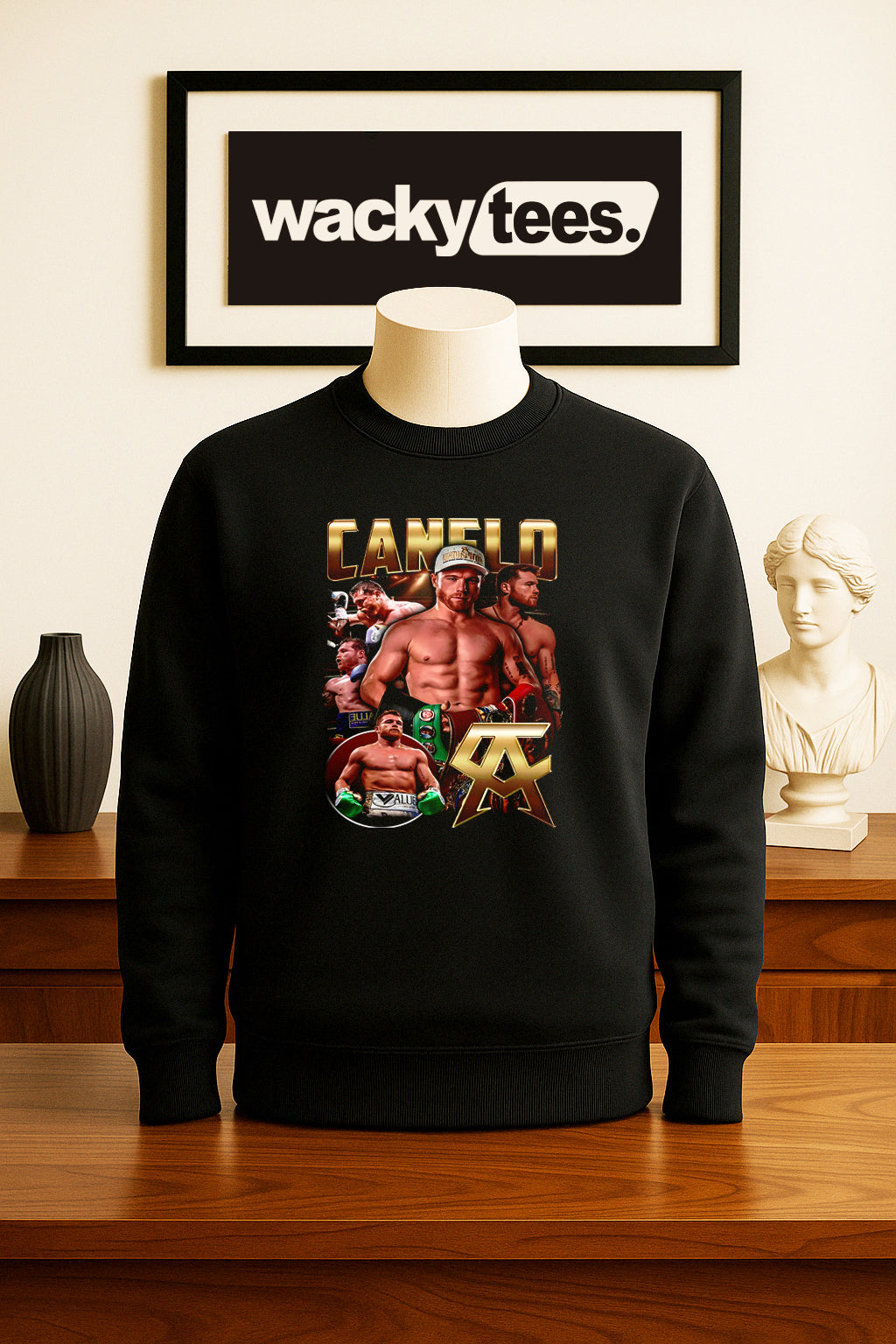 Canelo Alvarez Gold Champion Bootleg Portrait Boxing Distressed Graphic Tee Shirt