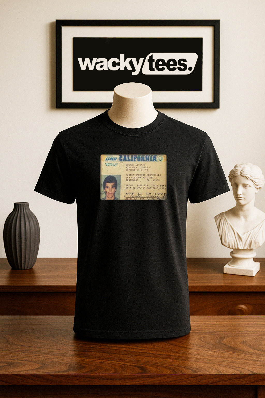Chalino Sanchez El Gallo De Sinaloa California Drivers License CDL Graphic Tee Shirt