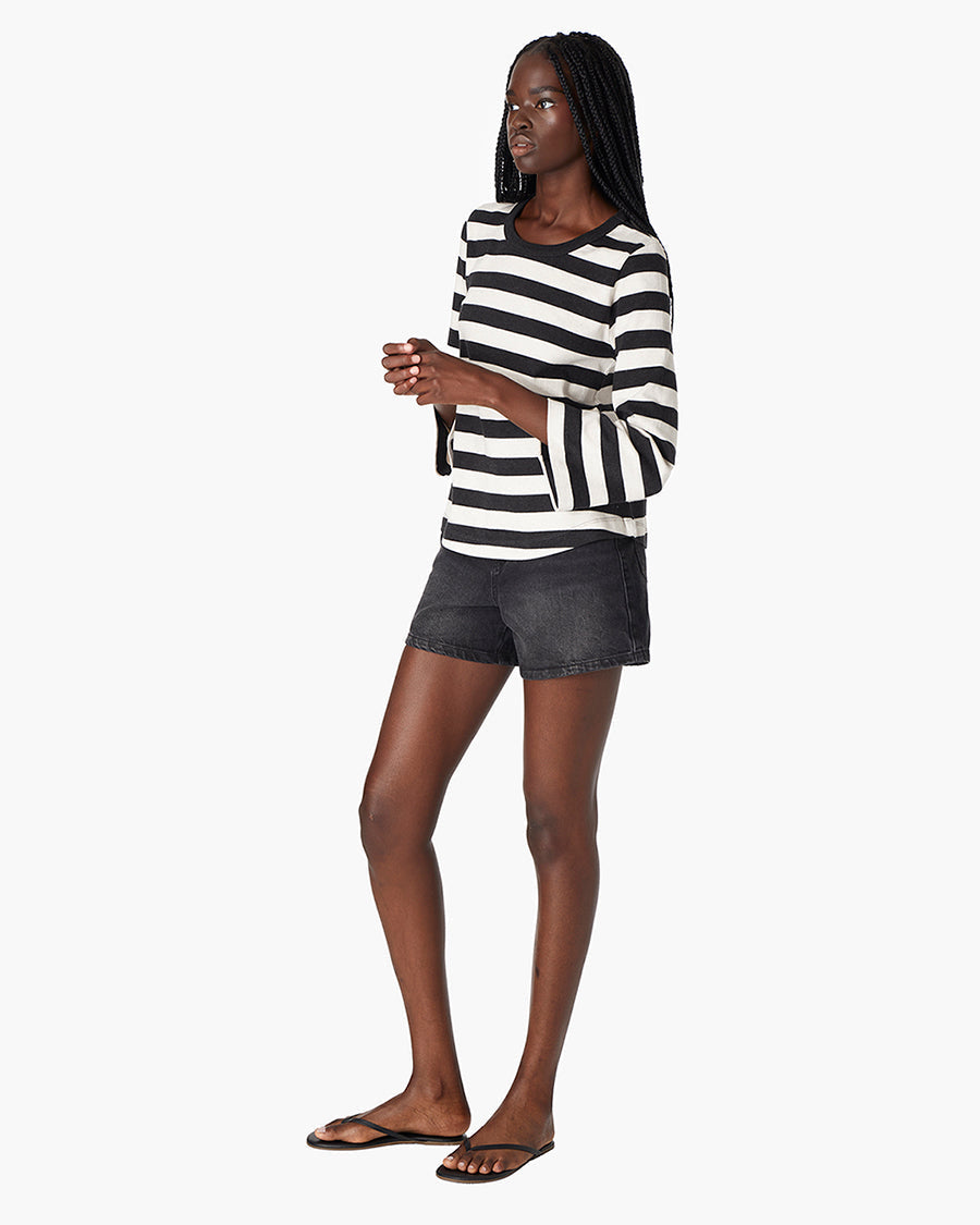 Classic Striped 3/4 Tee - Black/White