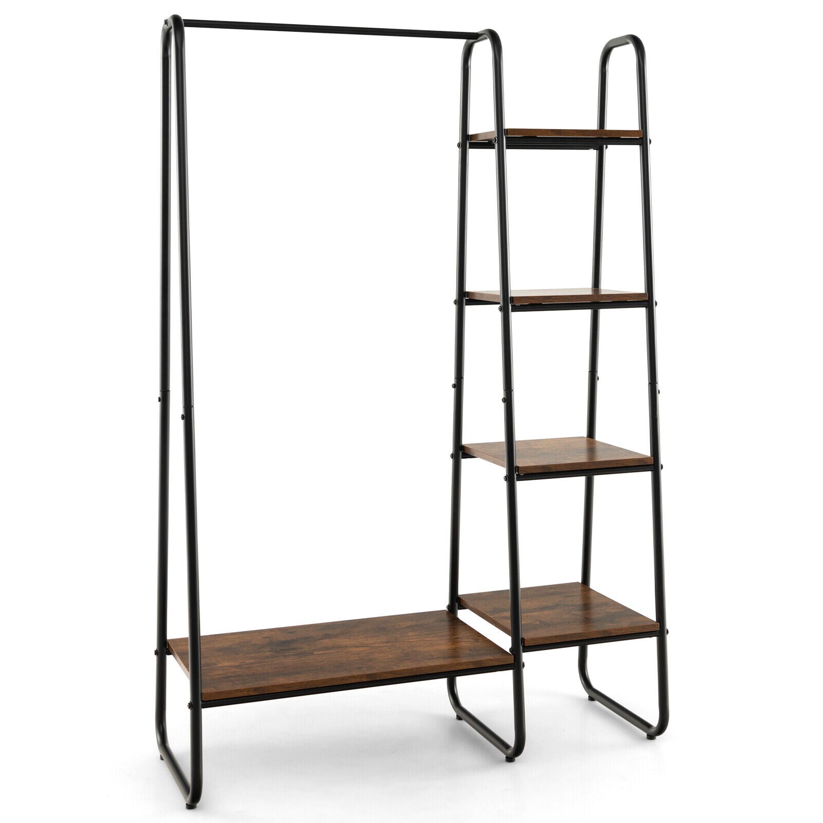 Clothes Rack Freestanding Storage Tower with Hanging Bar-Black