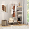 Clothes Rack Free Standing Storage Tower with Hanging Bar-Natural