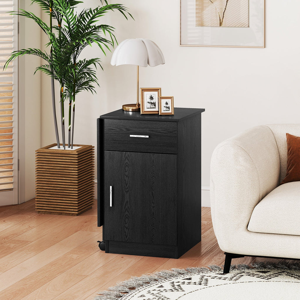 Folding Computer Desk with Drawer Mobile Home Office Desk with Cabinet-Black
