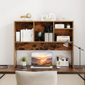 Computer Desktop Bookcase with 4 Cubbies and Open Back Compartment-Coffee