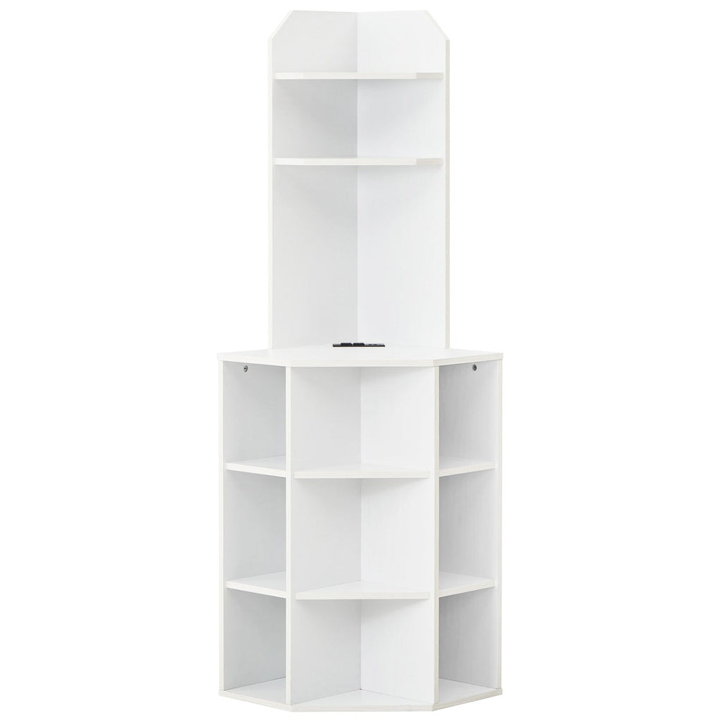 6-Tier Corner Shelf with Charging Station and 2 USB Ports-White