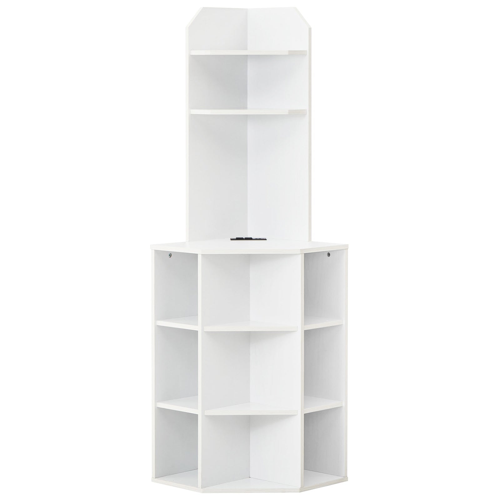 6-Tier Corner Shelf with Charging Station and 2 USB Ports-White