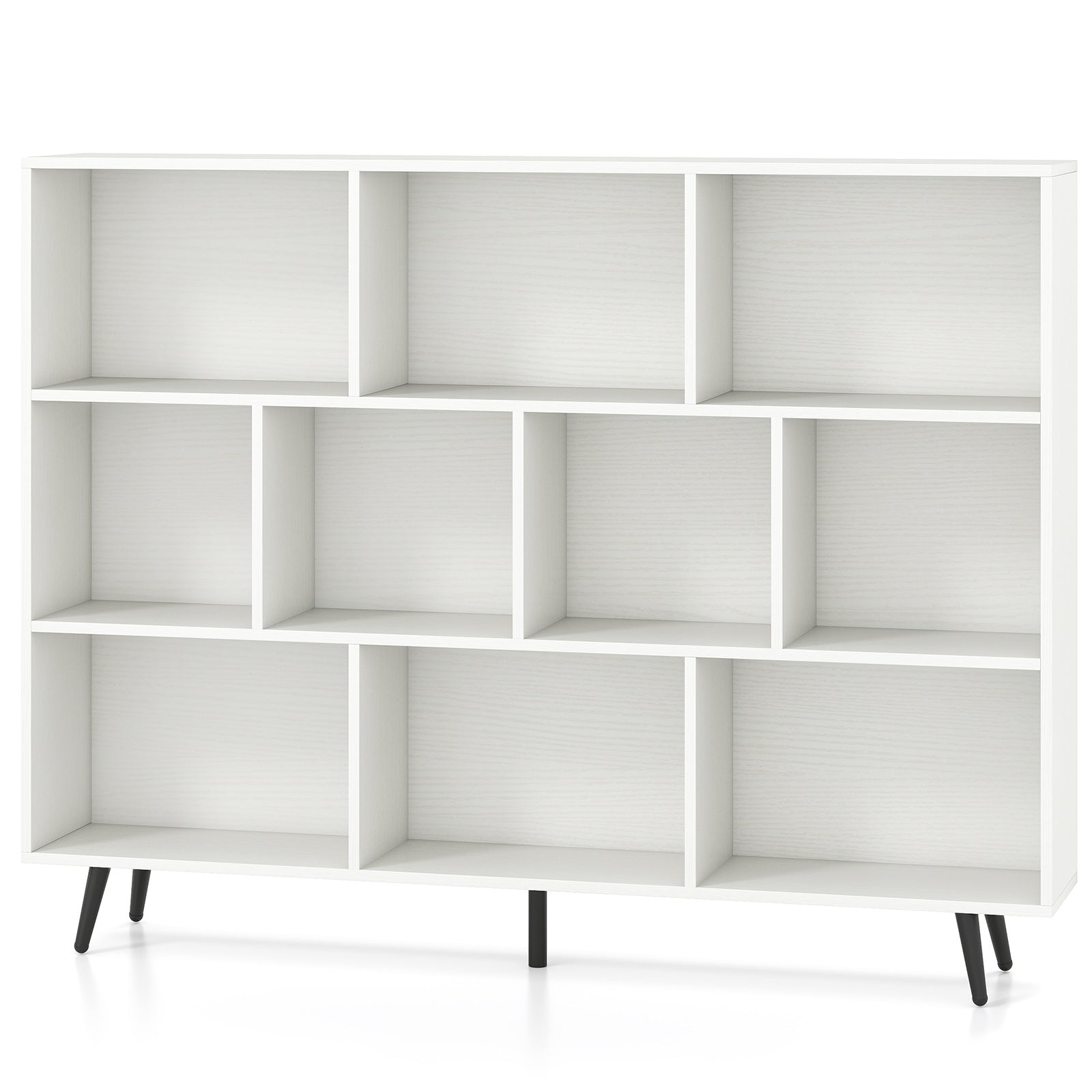 8/10-Cube Bookcase with 5 Tapered Metal Legs-Off White