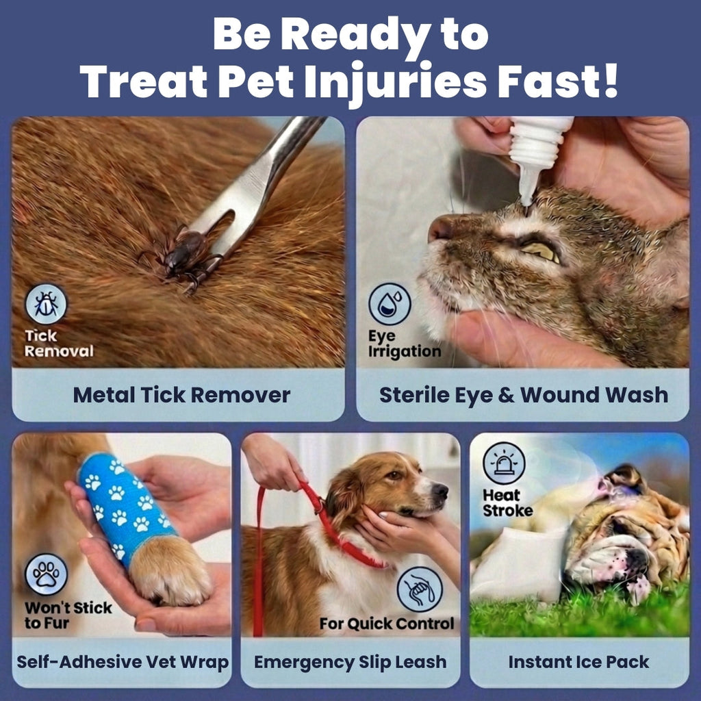 Pet First Aid Kit for Dogs & Cats with Vet-Approved Essentials