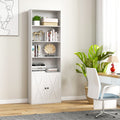71 Inch Freestanding Bookshelf with 6 Shelves and 2-Door Cabinet-White
