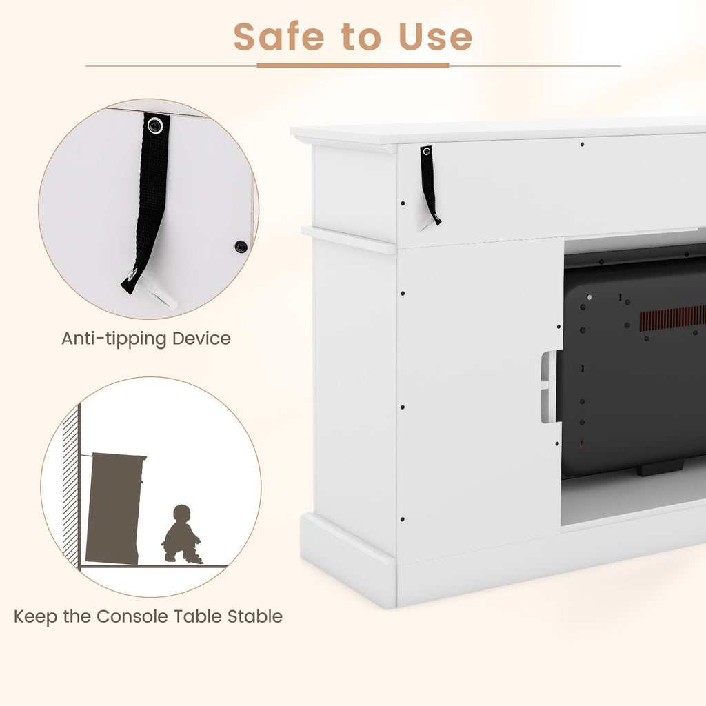 Fireplace TV Stand for TVs Up to 65 Inch with Side Cabinets and Remote Control-White