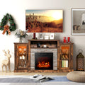 Fireplace TV Stand with 16-Color Led Lights for TVs up to 65 Inch-Brown