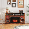 Fireplace TV Stand with Remote Controls and Thermostat for TVs Up to 50 Inch-Rustic Brown