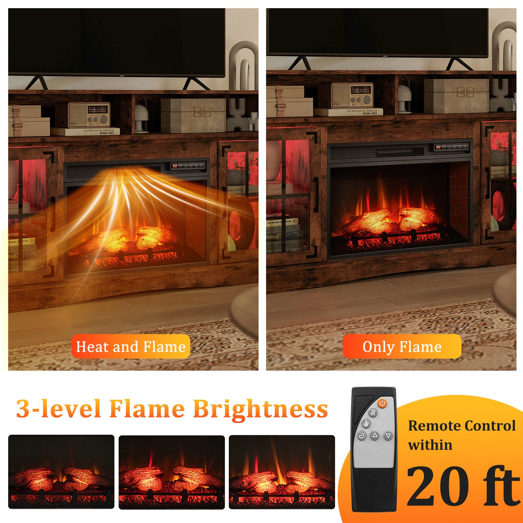 Fireplace TV Stand with Remote Controls and Thermostat for TVs Up to 50 Inch-Rustic Brown