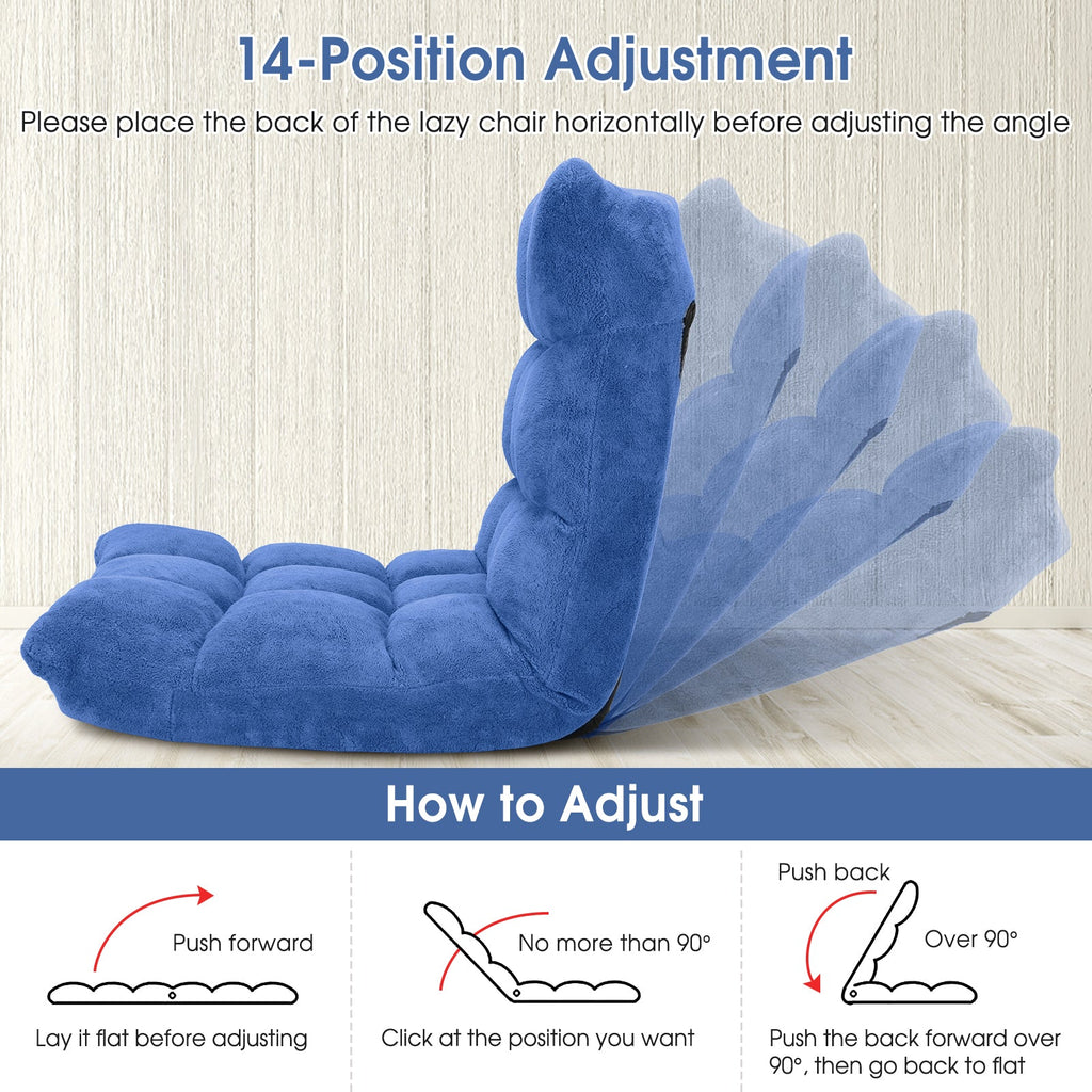 14-Position Adjustable Cushioned Floor Chair-Blue