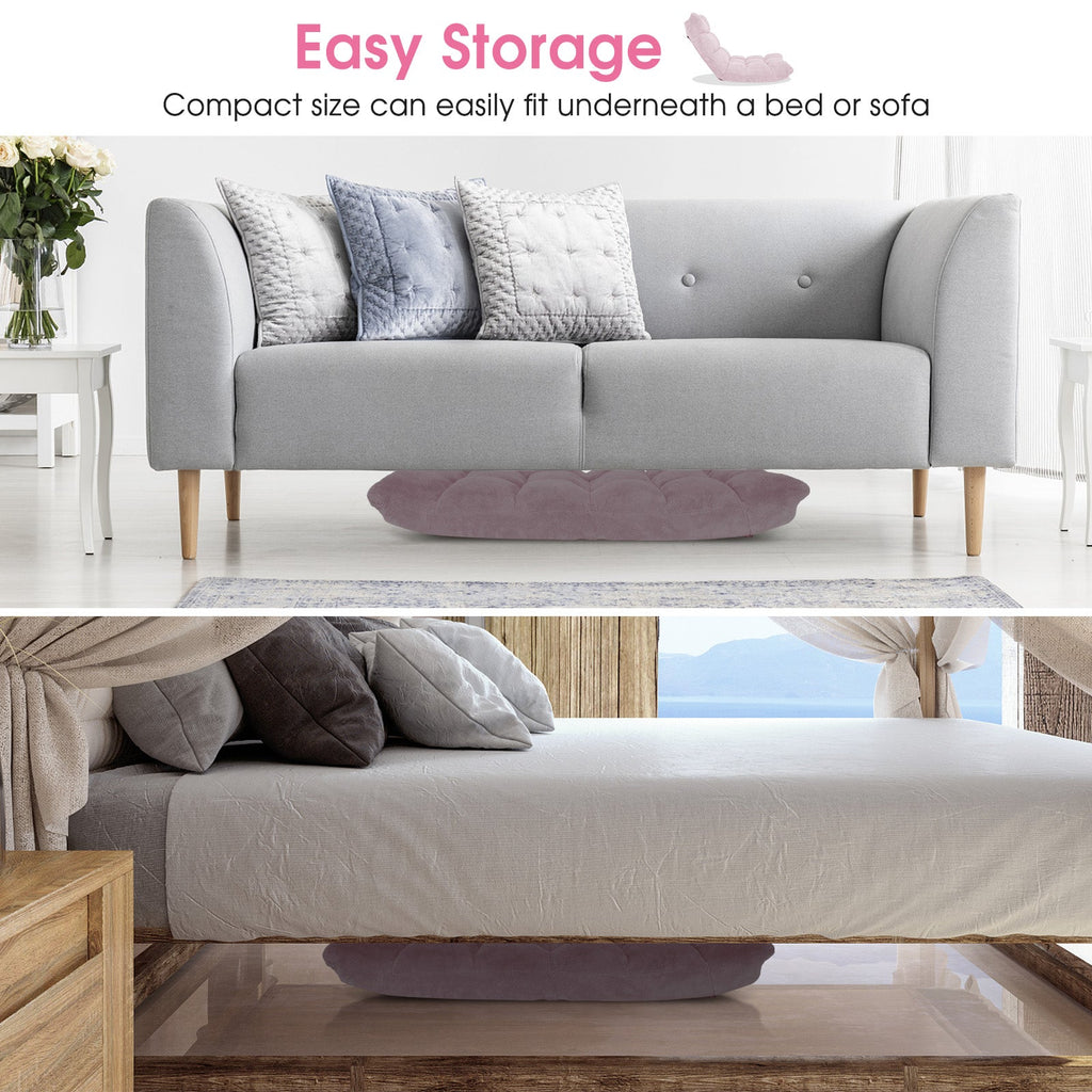 14-Position Adjustable Cushioned Floor Chair-Light Pink