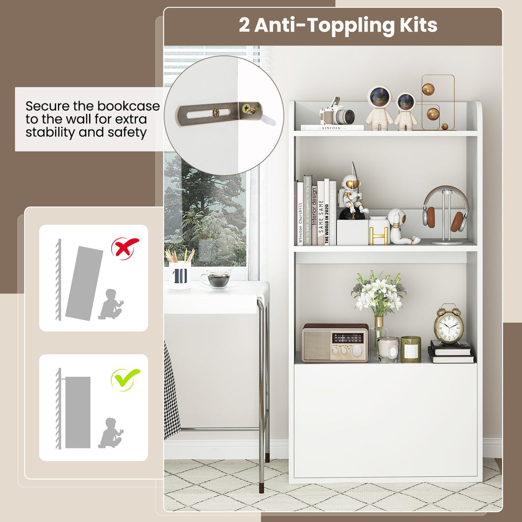 Freestanding Bookshelf with 3-Tier Open Shelf-White