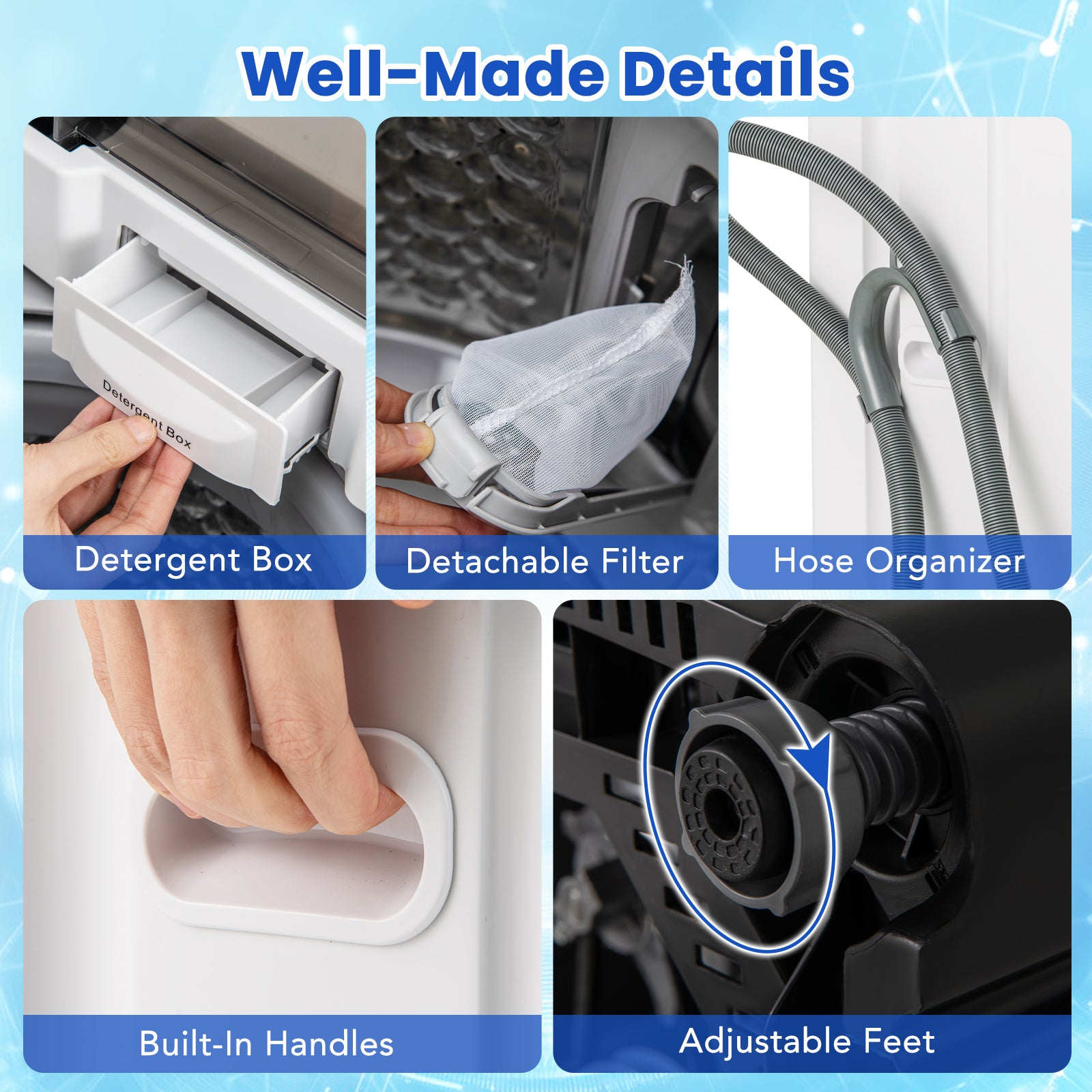 Full-Automatic Washing Machine Washer and Spin Combo-White