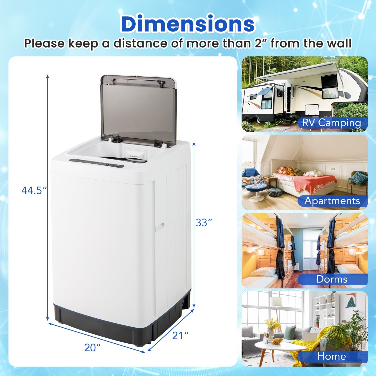 Full-Automatic Washing Machine Washer and Spin Combo-White