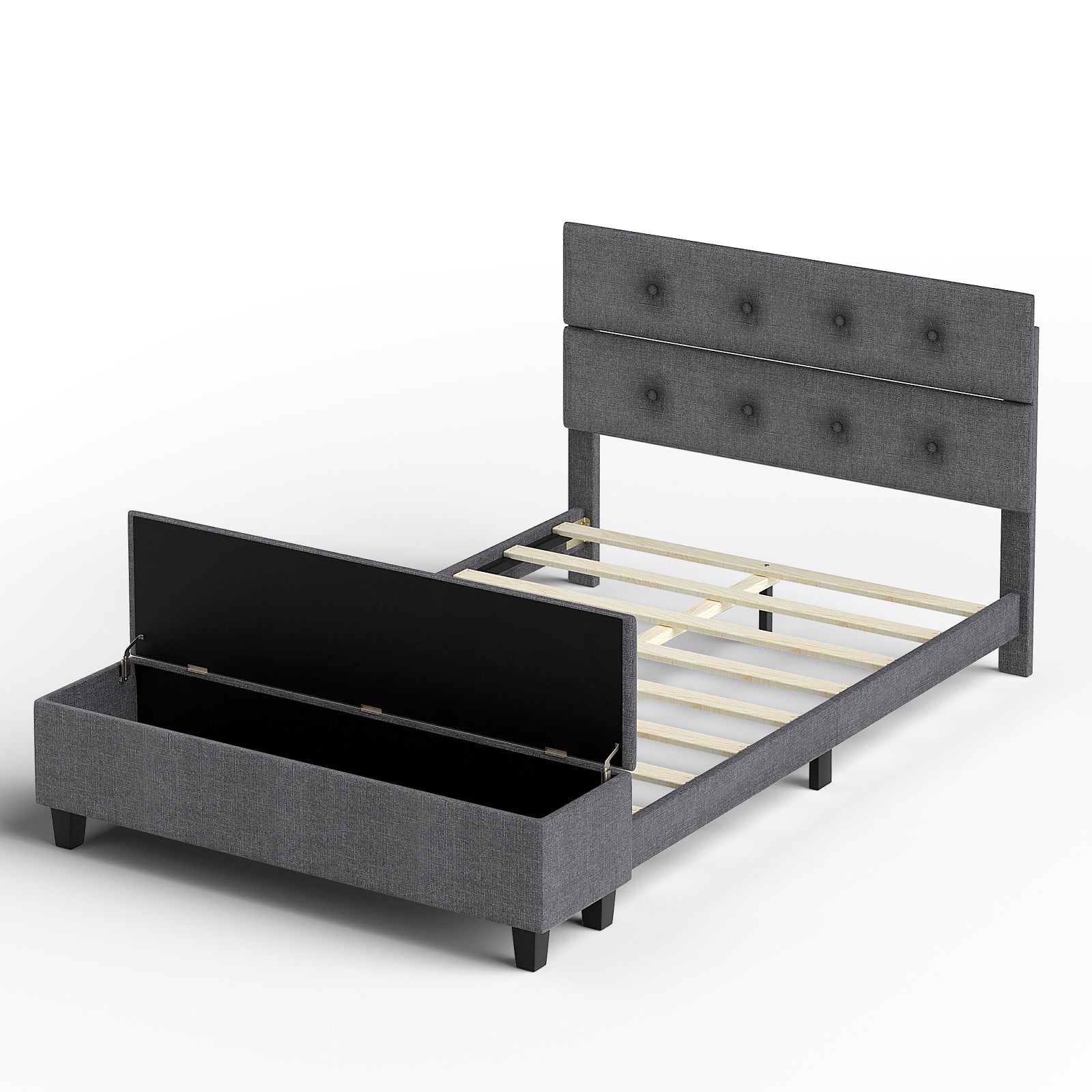Twin/Full/Queen Upholstered Bed Frame with Ottoman Storage-Full Size