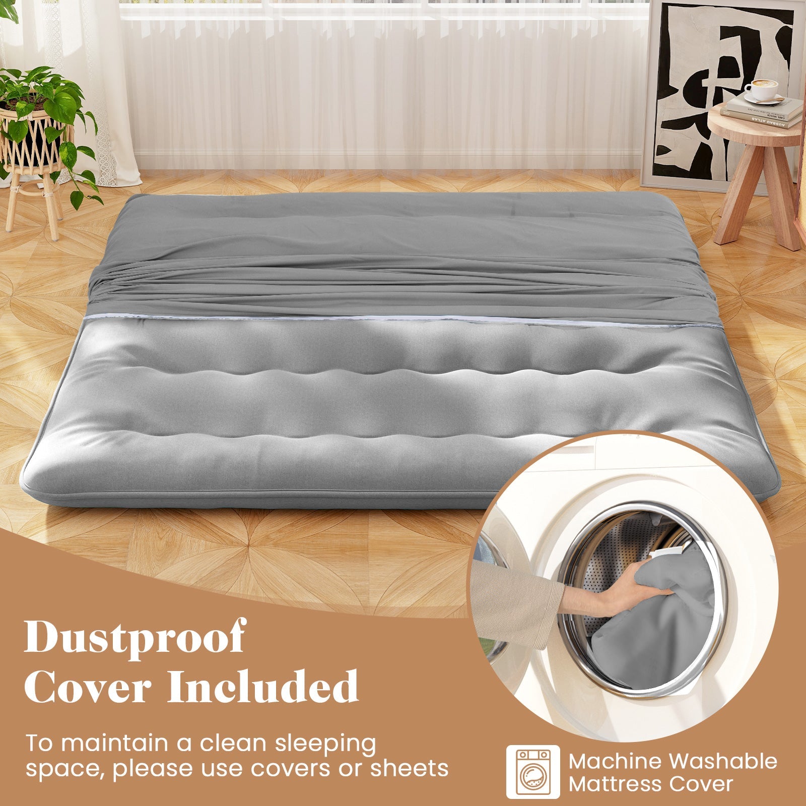 Futon Mattress with Washable Cover and Carry Bag-King Size