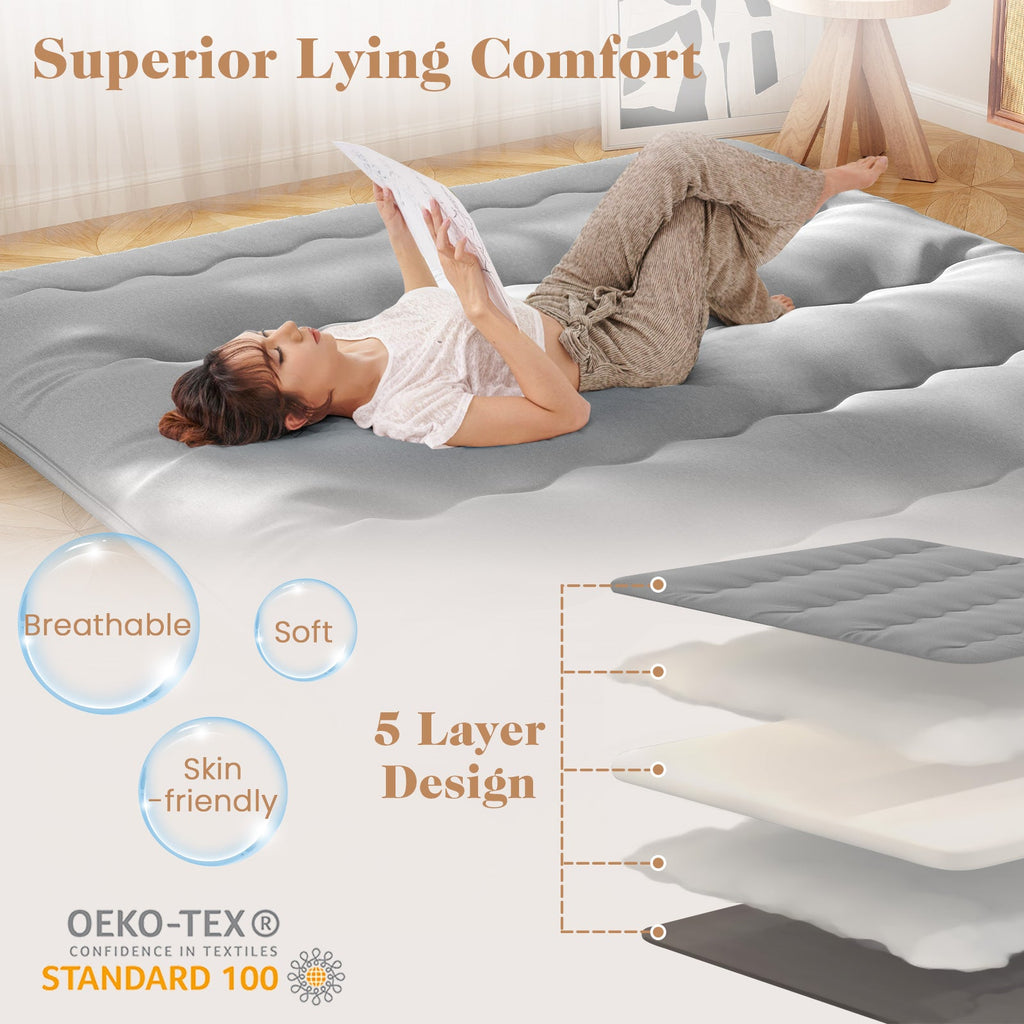 Futon Mattress with Washable Cover and Carry Bag-King Size