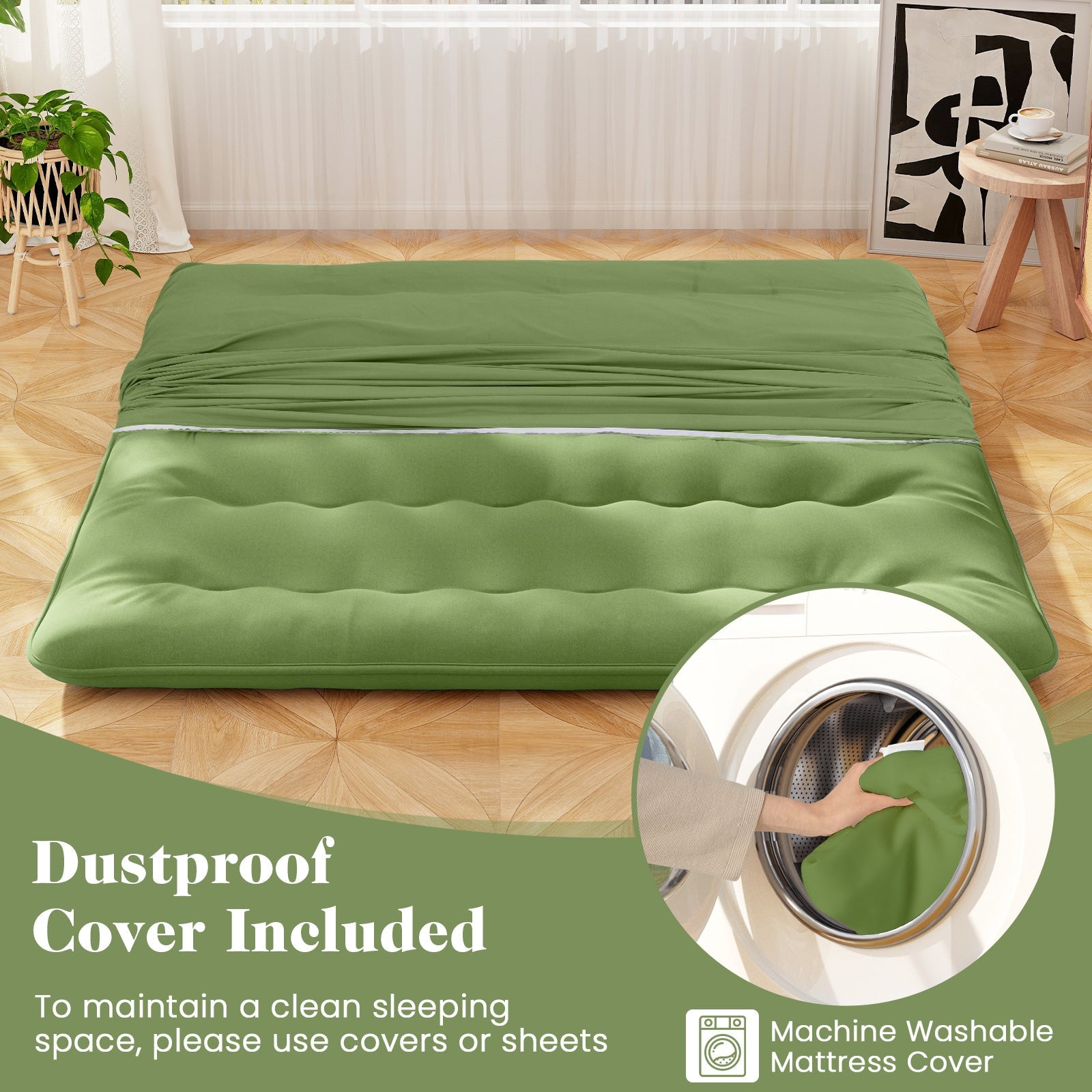 Floor Mattress with Washable Cover and Carry Bag-King Size