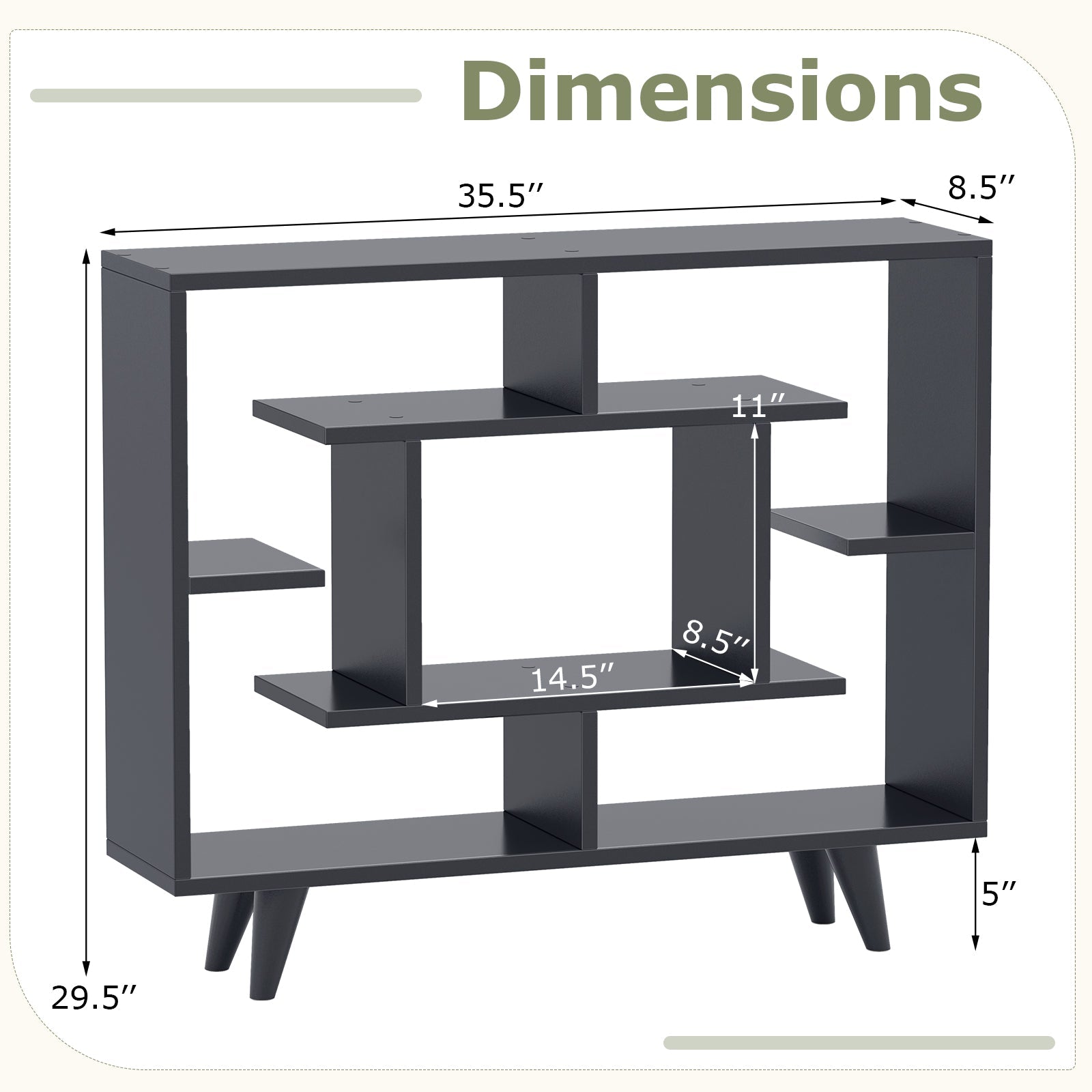 Geometric Bookcase with Anti-Tipping Kit and Storage Shelving Unit-Black