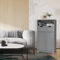 Bathroom Wooden Side Cabinet  with 2 Drawers and 2 Doors-Gray