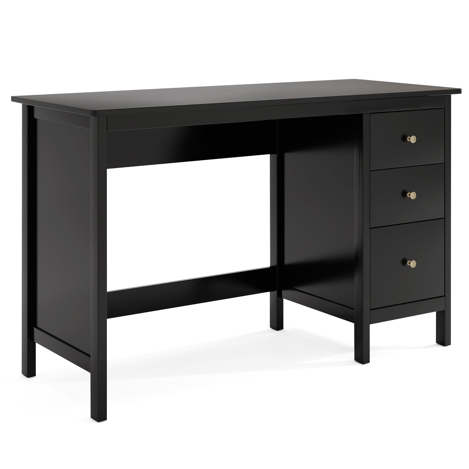 3-Drawer Home Office Study Computer Desk with Spacious Desktop-Black