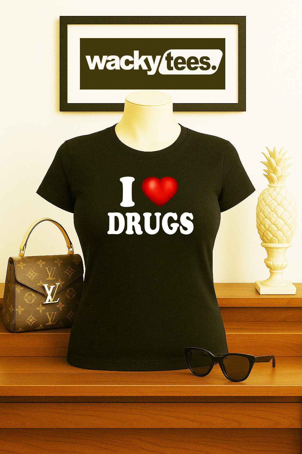 I love Drugs I Heart Funny Adult Humor Graphic Tee Shirt