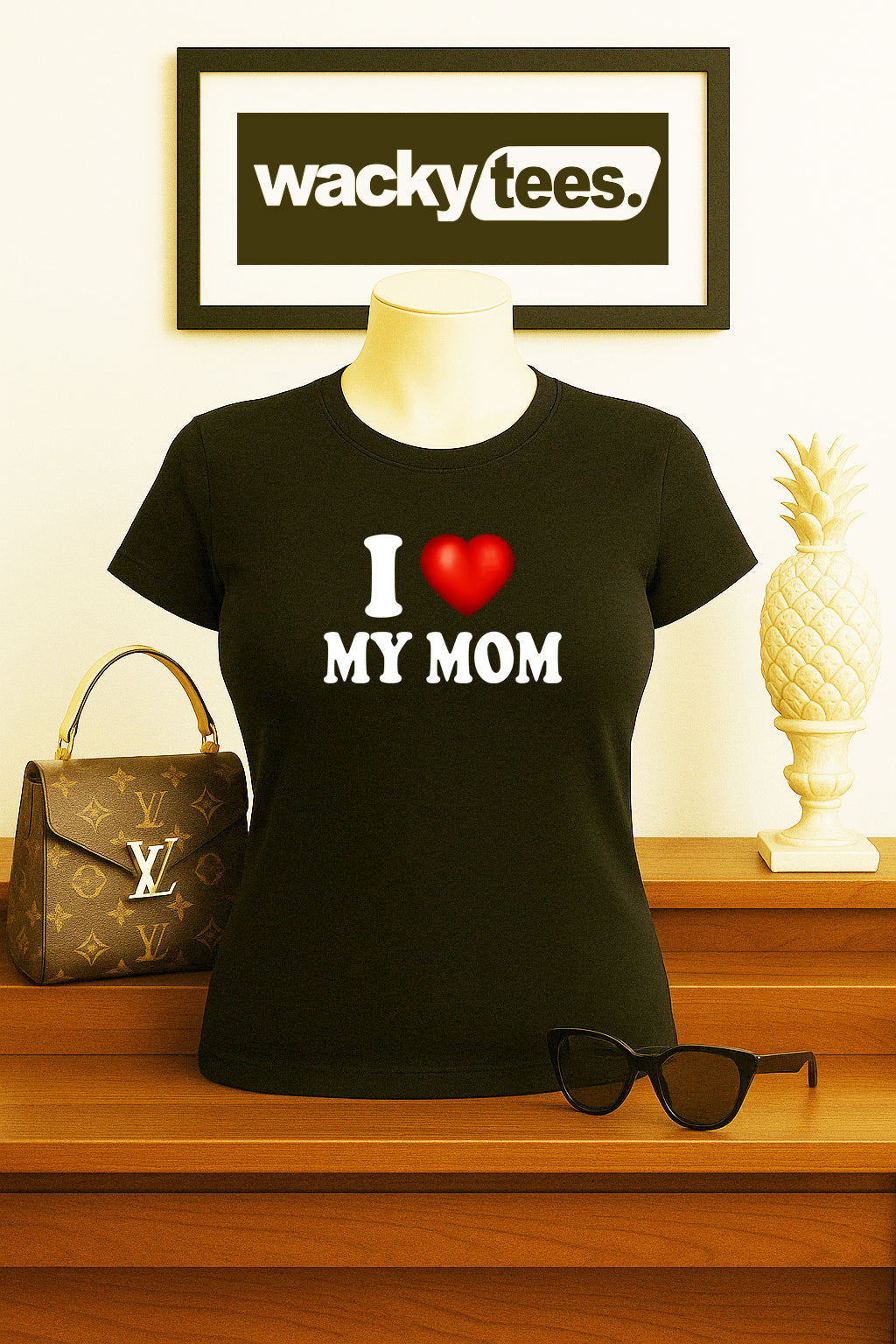 I Love My Mom I Heart Funny Adult Humor Graphic Tee Shirt