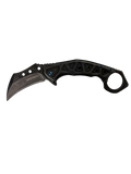 "Wartech" Gun Metal With Blue Accent Assisted Opening Karambit (3cr13 Steel)