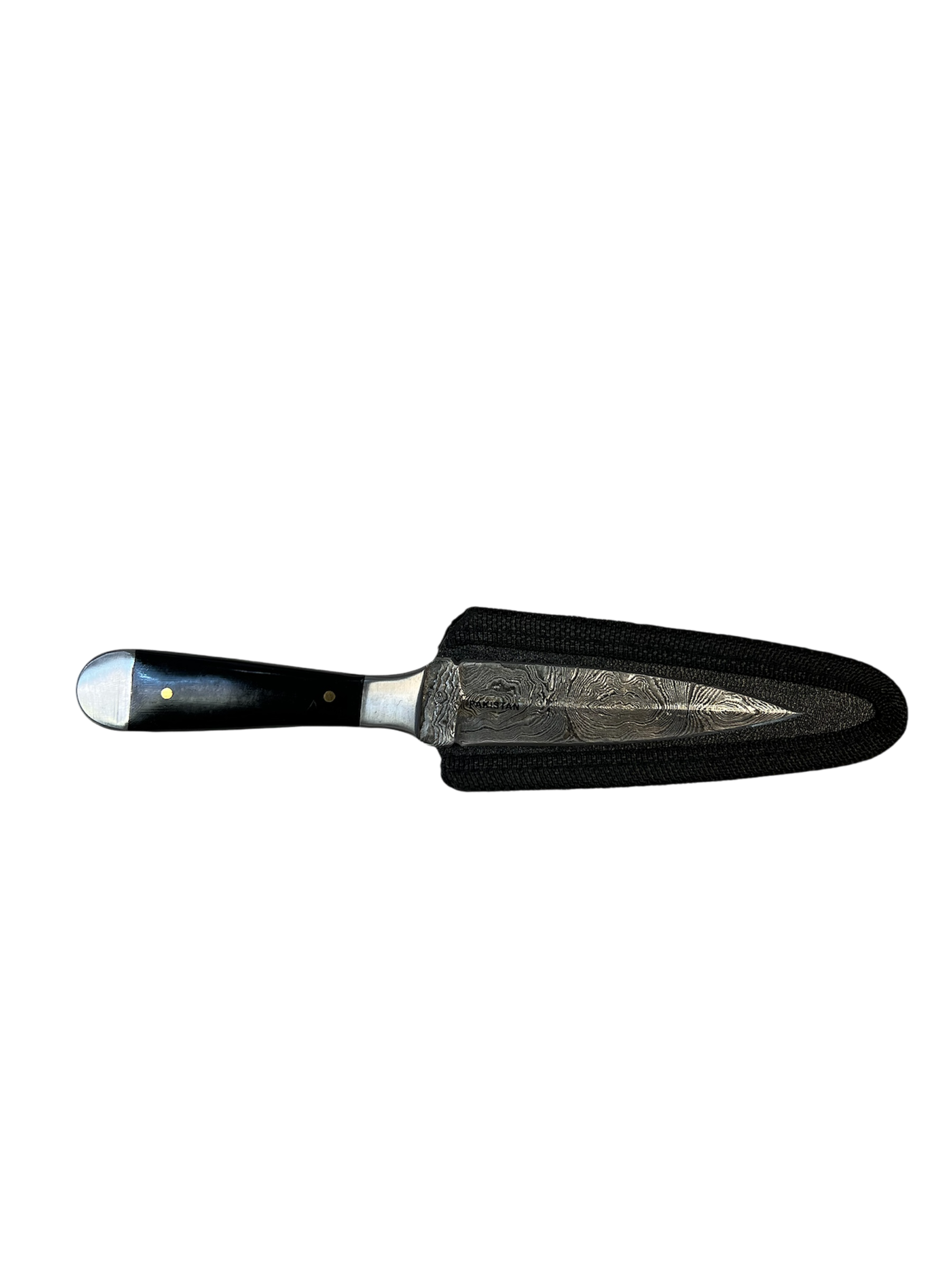 Double Edged Damascus & Bison Bone Handle Survival Knife (Includes Leather Sheath)