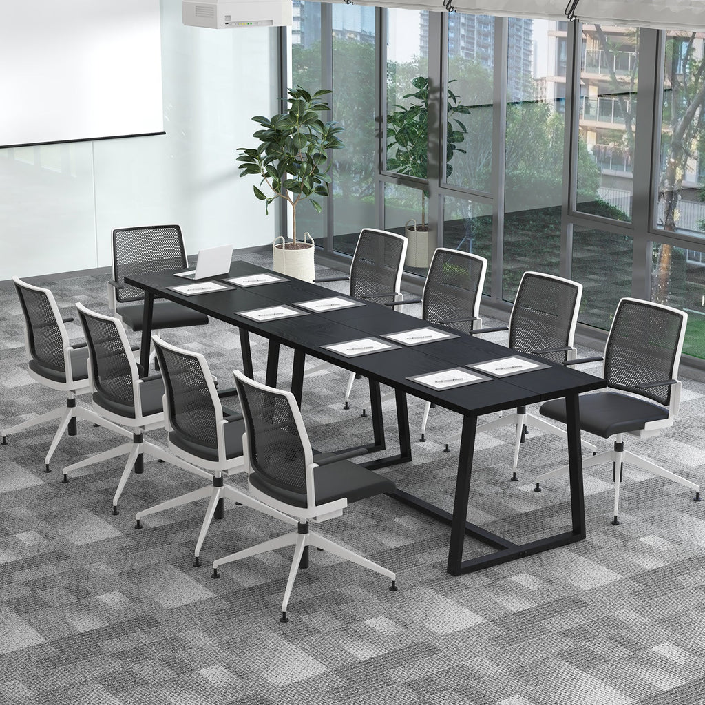 Large Dining Table with Heavy-duty Metal Frame and Anti-slip Foot Pads-Black