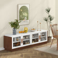 Large TV Stand for TVs up to 75 Inch with 4 Tempered Glass Doors for Living Room-White