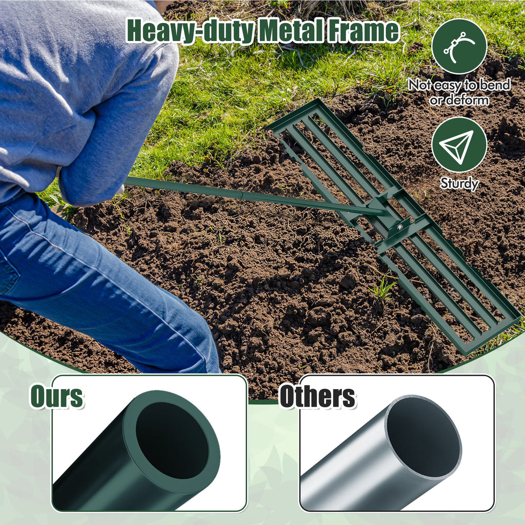 Lawn Leveling Rake 46 x 10 Inch Heavy Duty Lawn Level Tool for Soil-Green