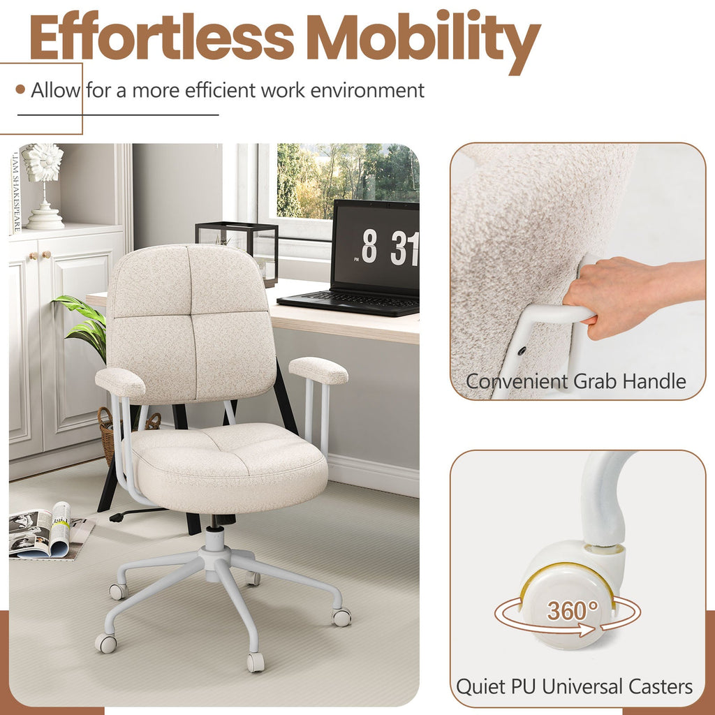Leathaire Upholstered Task Home Office Chair with Cushioned Back-Beige