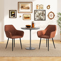 Leisure Dining Chair Set of 2 with Curved Backrest and Wide Seat-Coffee