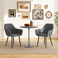 Leisure Dining Chair Set of 2 with Curved Backrest and Wide Seat-Gray