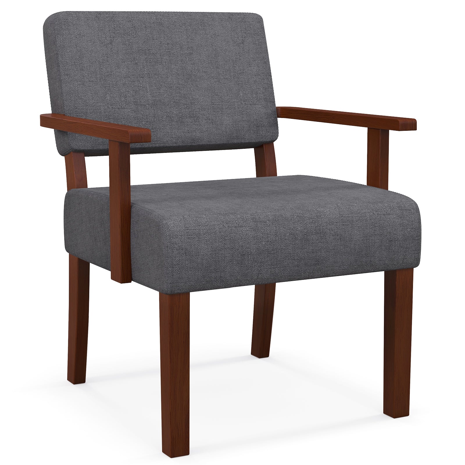 Linen Accent Chair Living Room Chair with Soft Padded Seat and Backrest-Gray