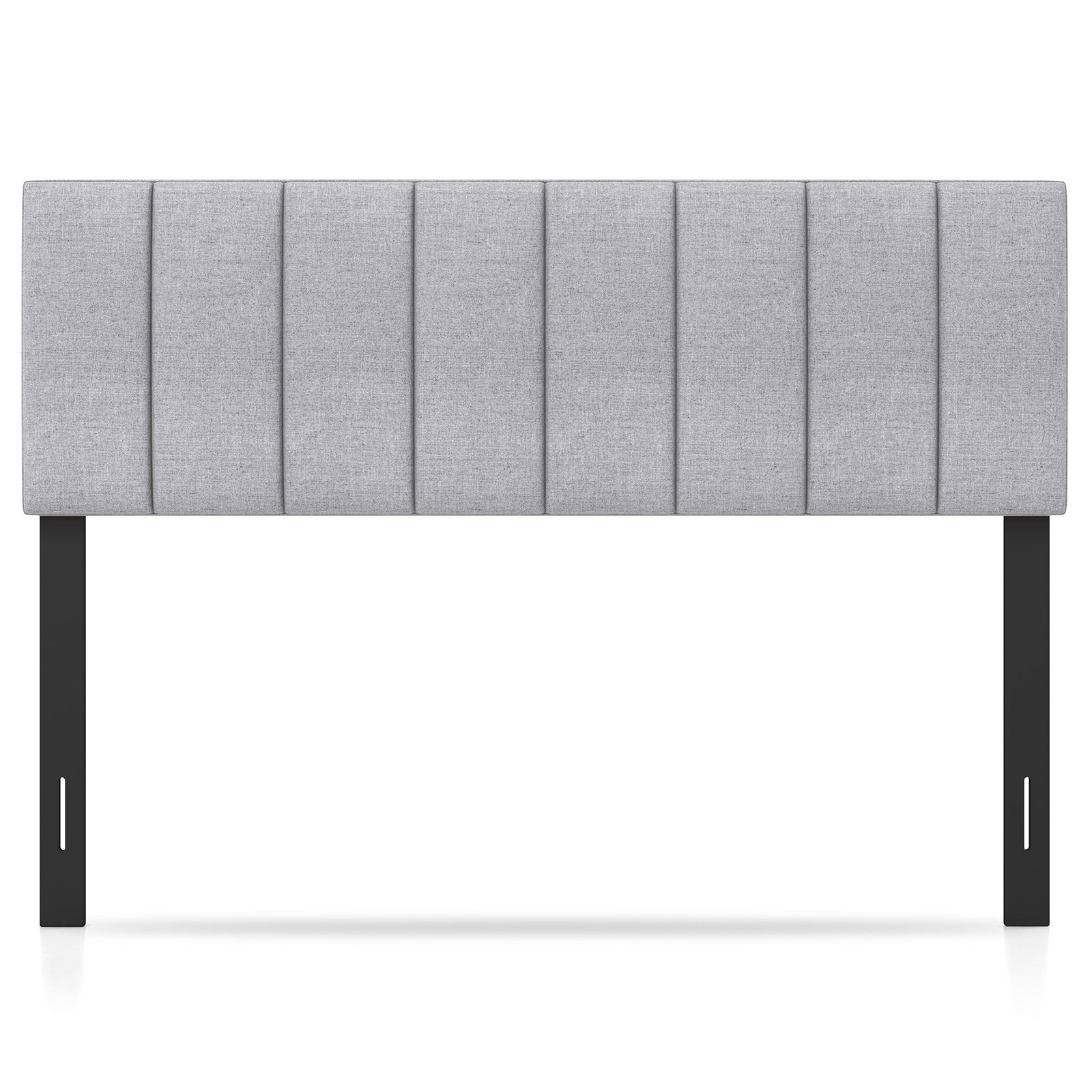 Linen Upholstered Headboard with Solid Wood Legs and Adjustable Width-Gray