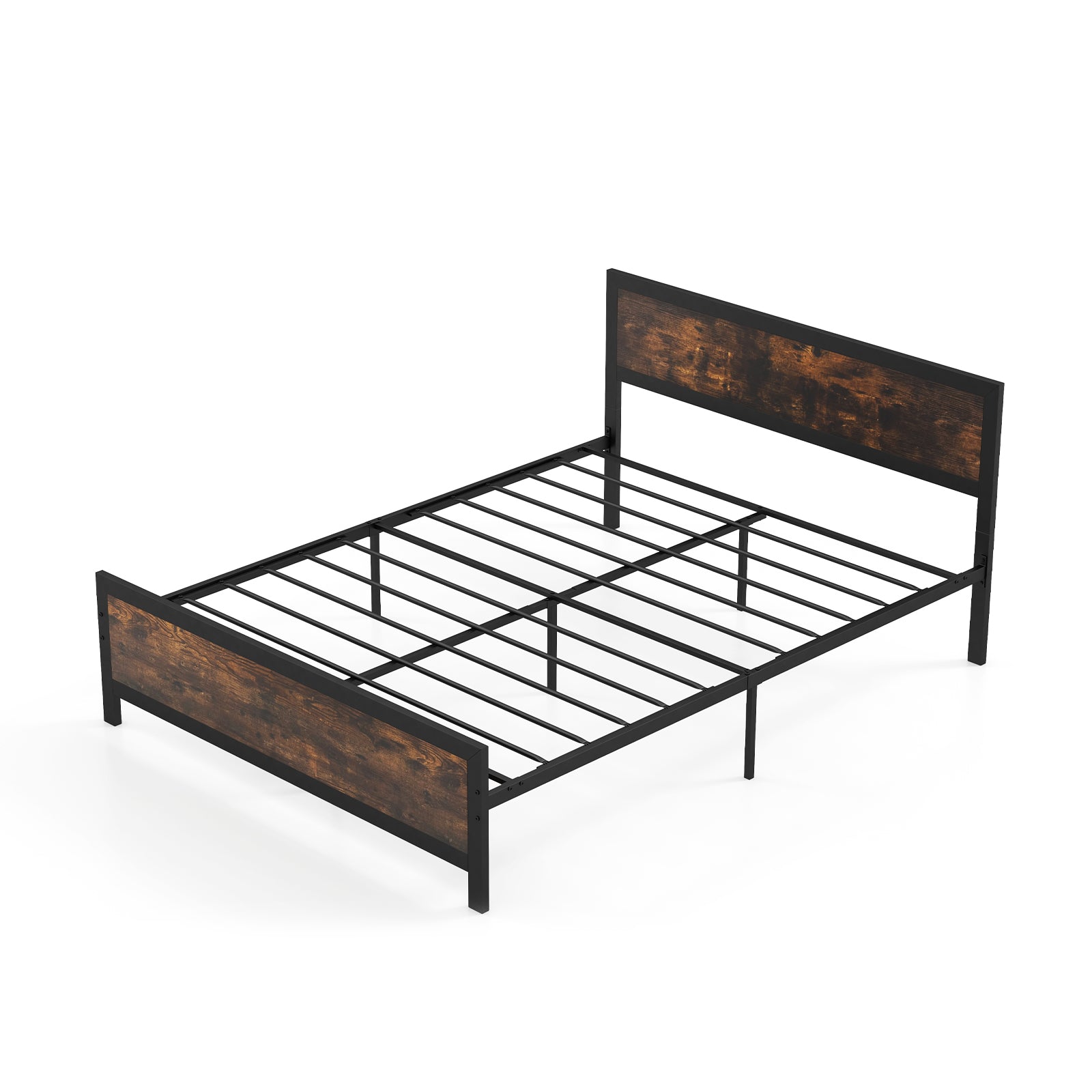 Metal Bed Frame with Headboard and Footboard-Queen Size