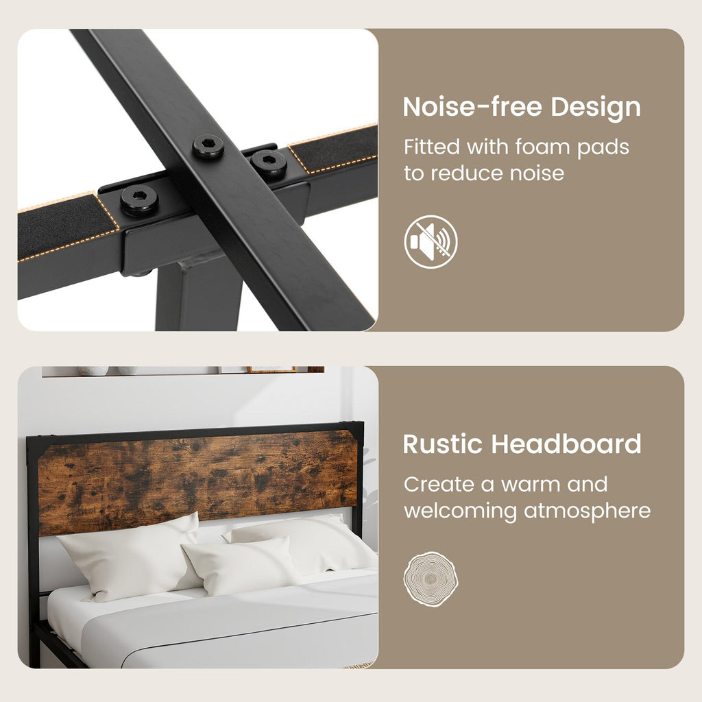 Platform Full/Queen Bed with Rustic Headboard and Footboard-Full Size