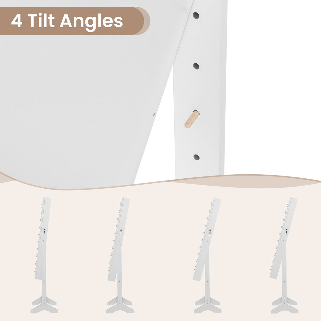 Mirror Jewelry Cabinet with 20 Warm Lights and 4 Tilt Angles-White
