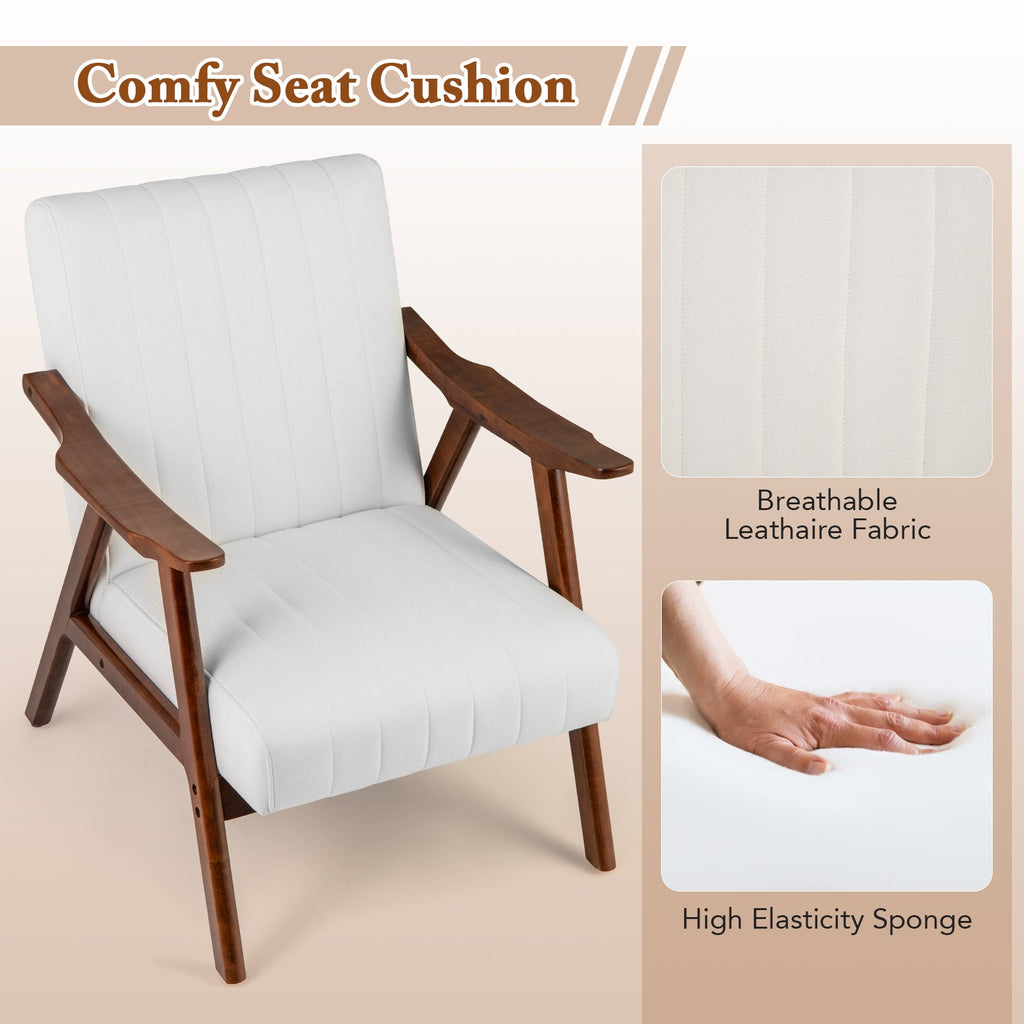 Modern Accent Chair Leisure Armchair with Felt Pads-Beige