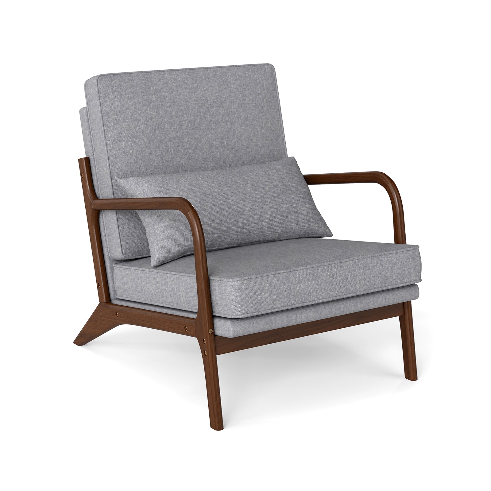 Modern Accent Chair with Rubber Wood Armrests and Removable Back-Gray