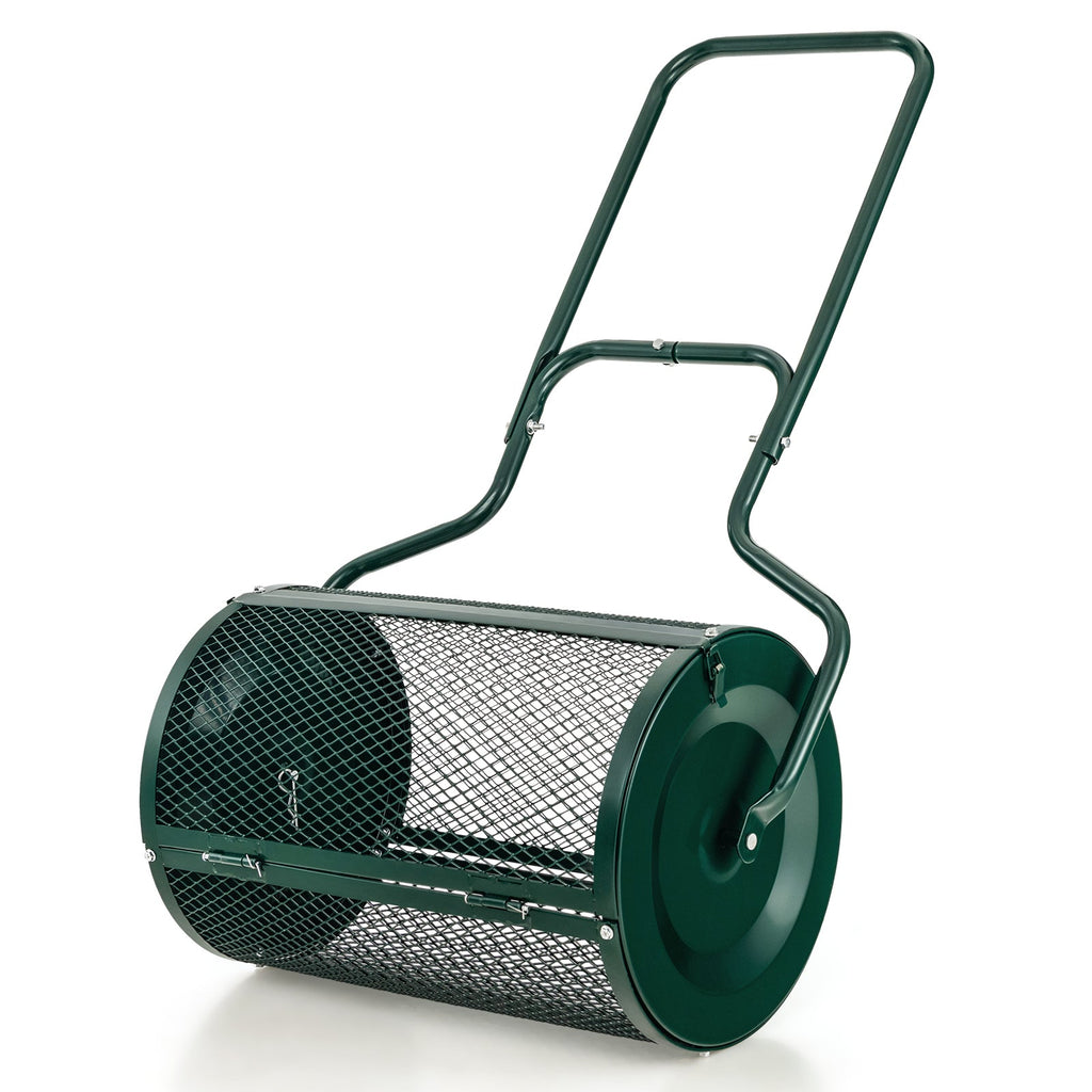 24 Inches Peat Moss Spreader with Upgrade Side Latches and U-shape Handle-Green
