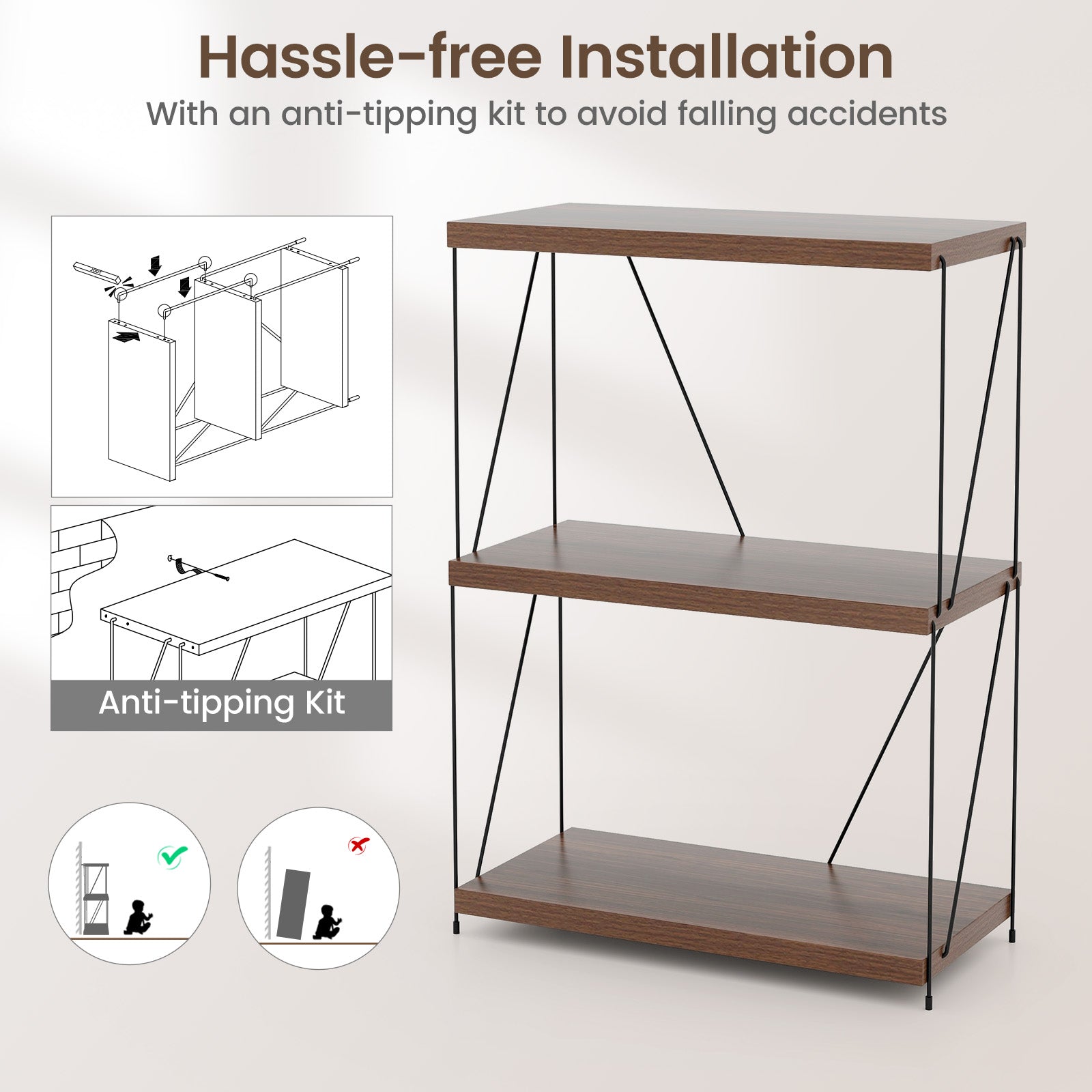 2/3/4/5-Tier Multipurpose Display Rack with Metal Frame-34 inches