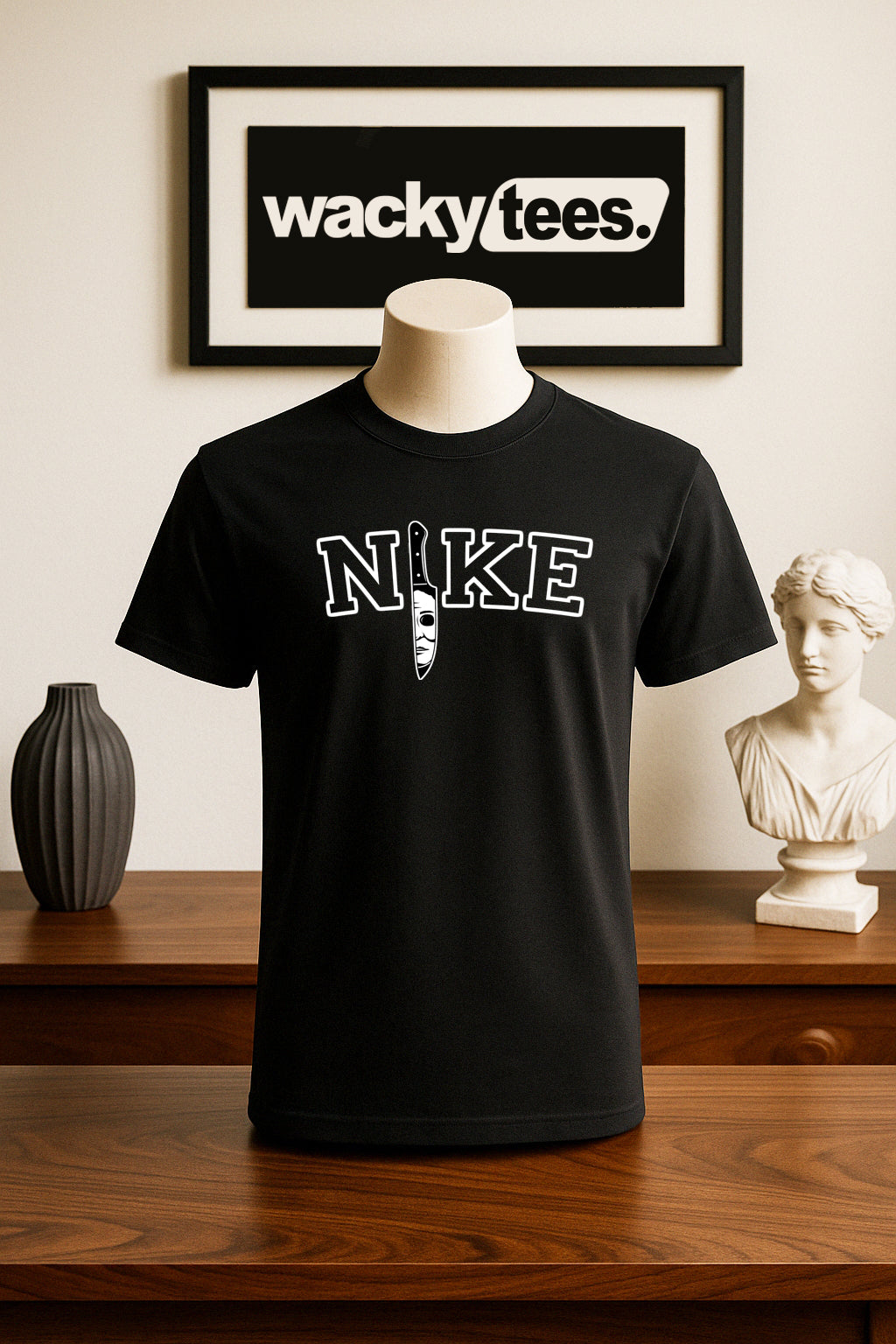 N!KE Michael Myers Knife Horror Terror Halloween Graphic Tee Shirt